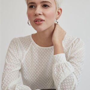 RW&CO Delicate White Diamond Lace Women's Blouse